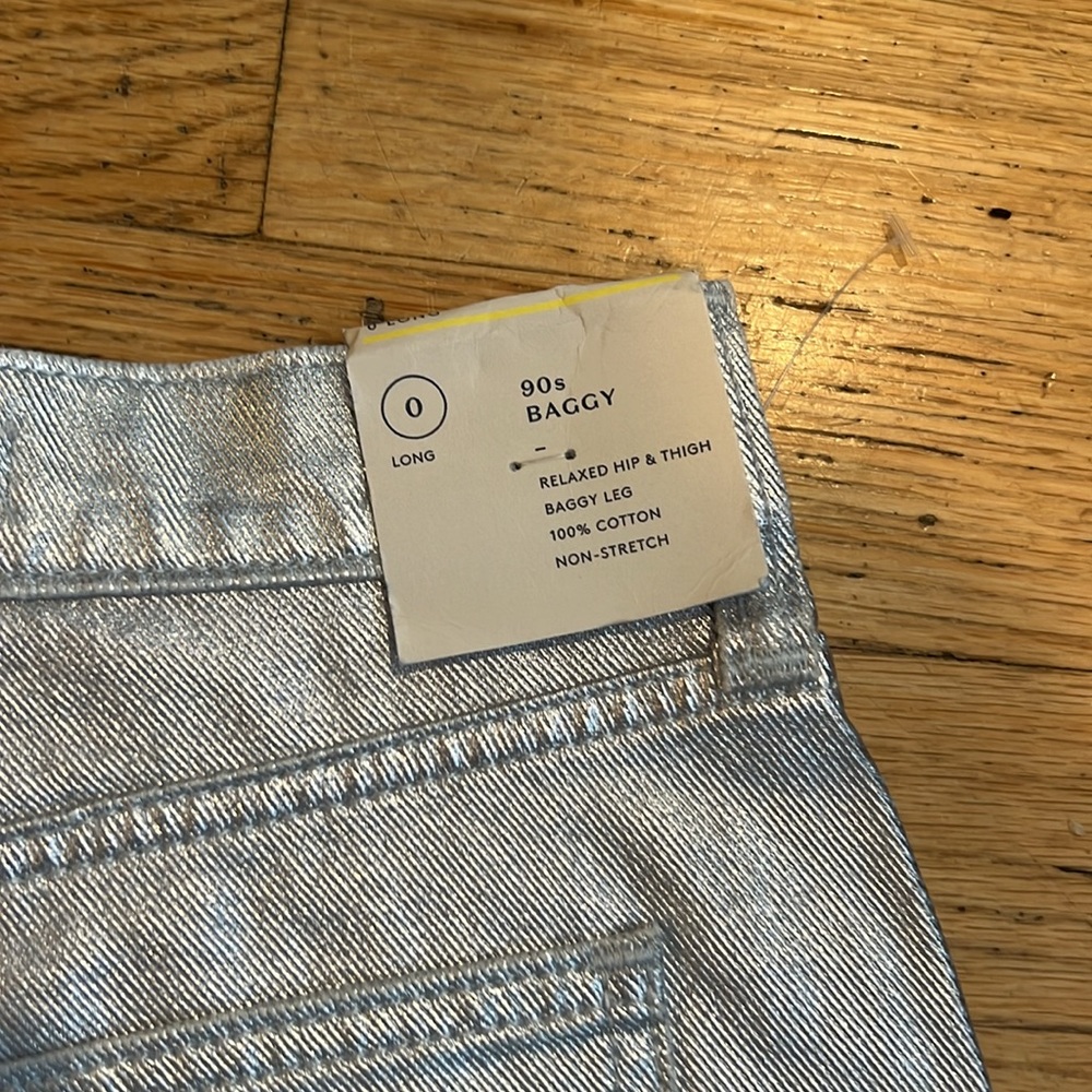 NWT Universal Thread 90s Baggy Metallic Silver Cotton Jeans - Women’s 0 Long - Picture 11 of 16